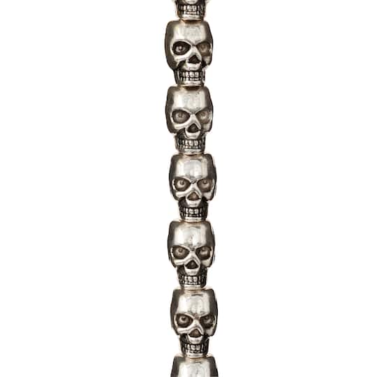 9 Packs: 12 ct. (108 total) Silver-Plated Metal Skull Beads, 12mm by Bead Landing&#x2122;